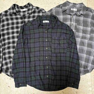 3 Hollister Oversized Plaid Shirts - Women's XS